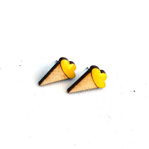 Stud earrings "Παγωτό Χωνάκι"!!!". - ξύλο, γυαλί, ζωγραφισμένα στο χέρι, καρφωτά, μικρά - 3