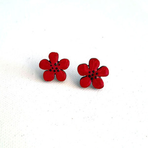 Stud earrings "Flowers"!!!". - ξύλο, γυαλί, ζωγραφισμένα στο χέρι, λουλούδι, καρφωτά - 3