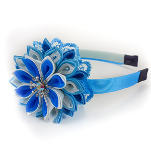 Χειροποίητα μπλε στέκα για κορίτσια/ στεφάνη/ 3-8 ετών/ Handmade blue hairband for girls / kanzashi - στέκες, κορίτσι, για παιδιά, δώρο, στεφάνια