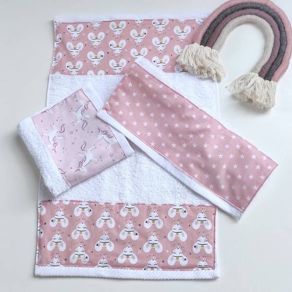 Σετ 3 πετσέτες για κοριτσάκι 1μακροστενη - κορίτσι, δώρο, προίκα μωρού, πετσέτες