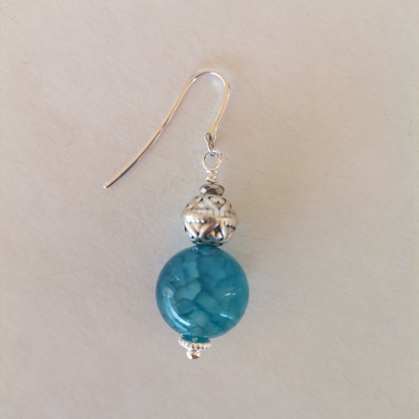 Κρεμαστά σκουλαρίκια με μπλε αχάτη κρακελέ (ασήμι) - ασήμι, ημιπολύτιμες πέτρες, ορείχαλκος, επάργυρα, μικρά, κρεμαστά - 4