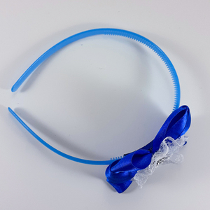 Χειροποίητα μπλε στέκα/ φιογκάκι για κορίτσι/ στεφάνη/ 3-8 ετών/ Handmade blue hairband bow for girls - κορίτσι, στεφάνια, δώρο, στέκες - 2