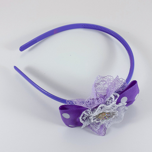 Χειροποίητα μοβ με πουά στέκα/ φιογκάκι για κορίτσι/ στεφάνη/ 3-8 ετών/ Handmade hairband bow for girls - κορίτσι, στεφάνια, δώρο, στέκες - 2