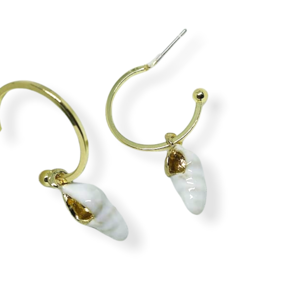 Seashell earrings - κοχύλι, κρίκοι, ατσάλι, φθηνά