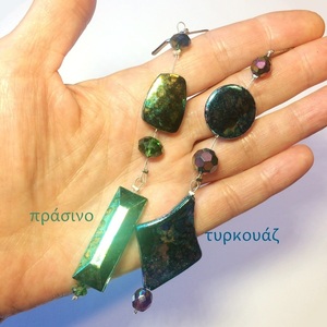 Πολύ μακριά σκουλαρίκια από φανταιζί χάντρες σε 2 χρώματα - κρεμαστά, μεγάλα, faux bijoux, φθηνά - 5