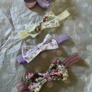 Παιδική βρεφική κορδέλα σε ιβουάρ χρωμα με floral φιόγκο. - δώρο, φλοράλ, βρεφικά, κορδέλες για μωρά, αξεσουάρ μαλλιών - 4