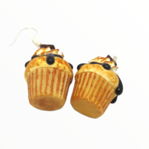 Σκουλαρίκια cupcake με μέλι και καρύδια (cupcake earrings),χειροποίητα κοσμήματα απομίμησης φαγητού απο πολυμερικό πηλό Mimitopia-Αντίγραφο - πηλός, χειροποίητα, μακριά, κρεμαστά - 5