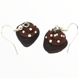 Χειροποίητα Σκουλαρίκια cupcake καρδιές σοκολάτα , κοσμήματα πολυμερικού πηλού Mimitopia - πηλός, χειροποίητα, boho, κρεμαστά - 3