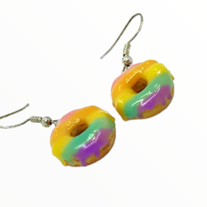 Χειροποίητα Σκουλαρίκια donuts πολύχρωμα,κοσμήματα πολυμερικού πηλού Mimitopia - πηλός, μικρά, boho, φθηνά - 2