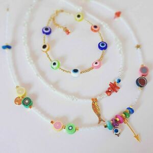 Colourful anklet.!!❤ - charms, μάτι, ποδιού, αυξομειούμενα, φθηνά - 3