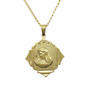 Κολιέ από ασήμι 925 επίχρυσο Κ 14 Παναγίτσα - charms, ασήμι 925, κοντά, κωνσταντινάτα
