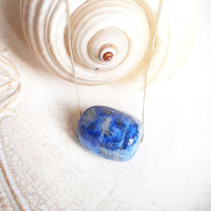 Επίχρυσο χειροποίητο κολιέ Lapis lazuli - ημιπολύτιμες πέτρες, charms, επιχρυσωμένα, κοντά, μπλε χάντρα - 2