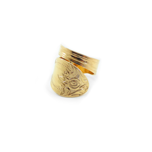 " Spoon Ring ΧVI " - Χειροποίητο επίχρυσο 18K ή επάργυρο δαχτυλίδι! - chevalier, αυξομειούμενα, επιχρυσωμένα, vintage - 2