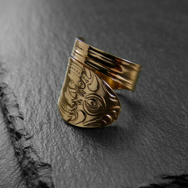 " Spoon Ring ΧVI " - Χειροποίητο επίχρυσο 18K ή επάργυρο δαχτυλίδι! - chevalier, αυξομειούμενα, επιχρυσωμένα, vintage - 3