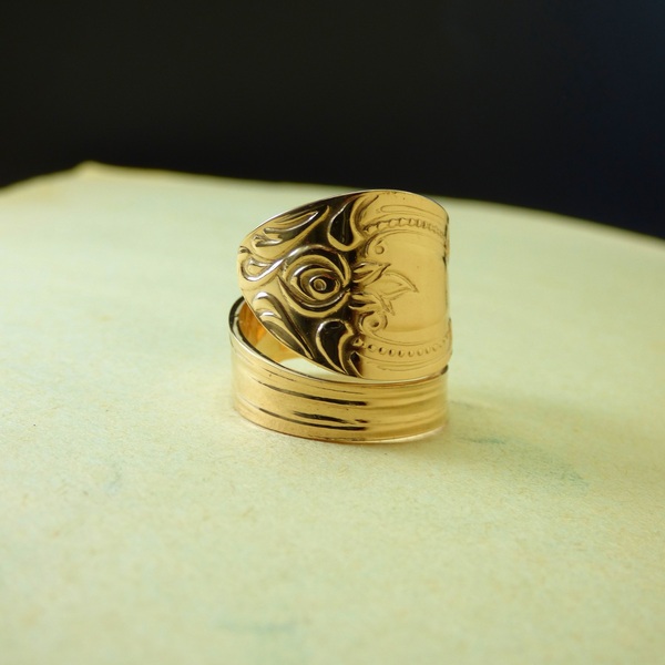 " Spoon Ring ΧVI " - Χειροποίητο επίχρυσο 18K ή επάργυρο δαχτυλίδι! - chevalier, αυξομειούμενα, επιχρυσωμένα, vintage - 5