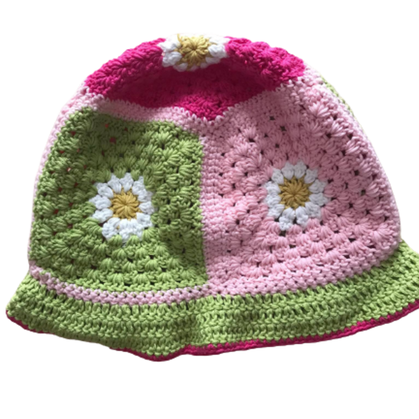 Καπέλο "Sunny Flowers" - λουλούδια, βαμβακερό νήμα