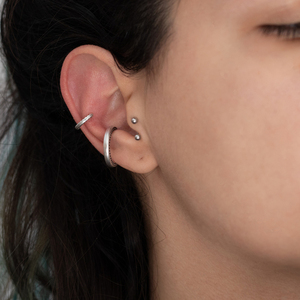 Ear Cuff μικρό με Σχέδια από επαργυρωμένο ορείχαλκο - επάργυρα, μικρά - 3