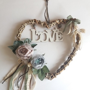 Μπαμπού ρομαντική καρδιά 30×27εκ. - στεφάνια, διακόσμηση, ζευγάρια, διακόσμηση κήπου - 2