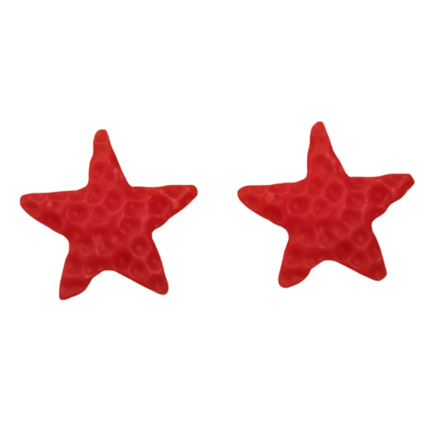 Καρφωτά σκουλαρίκια αστερίας "starfish" από υγρό γυαλί . - γυαλί, κοχύλι, καρφωτά, μικρά, ατσάλι