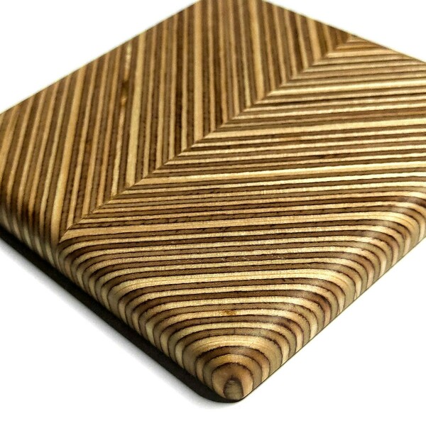 Σουβέρ ξύλινα χειροποίητα μοτίβα ψαροκόκαλό από κόντρα πλακέ σετ 4 τεμαχίων - ξύλο, σουβέρ, γεωμετρικά σχέδια, πιατάκια & δίσκοι - 4