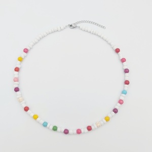 Κολιε με πολύχρωμο χαολίτη και seed beads ενδιάμεσα. - ημιπολύτιμες πέτρες, χάντρες, κοντά, boho, seed beads - 4