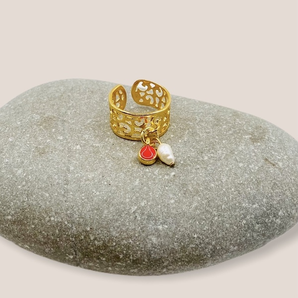 Δαχτυλίδι chevalier- Boho pearly - μαργαριτάρι, chevalier, επιχρυσωμένα, ατσάλι, boho, αυξομειούμενα - 2