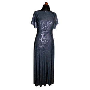 250. Χειροποίητο Φόρεμα από γκρι ελαστικό ύφασμα με ασημένια γράμματα-One size S/XL-Νο250. - ελαστικό, συνθετικό, γάμου - βάπτισης