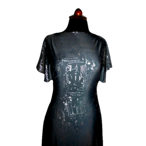 250. Χειροποίητο Φόρεμα από γκρι ελαστικό ύφασμα με ασημένια γράμματα-One size S/XL-Νο250. - ελαστικό, συνθετικό, γάμου - βάπτισης - 2