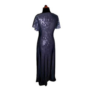 250. Χειροποίητο Φόρεμα από γκρι ελαστικό ύφασμα με ασημένια γράμματα-One size S/XL-Νο250. - ελαστικό, συνθετικό, γάμου - βάπτισης - 4