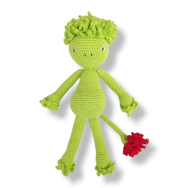 Πλεκτή κούκλα τερατάκι "Κος Μπρόκολης" amigurumi 25 εκ. Πράσινο - ύφασμα, λούτρινα, κούκλες