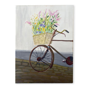 Μοναδικός πίνακας ζωγραφικής σε καμβά "Σκουριασμένο ποδήλατο" 39,5x29,6cm - πίνακες & κάδρα, δώρο, πίνακες ζωγραφικής