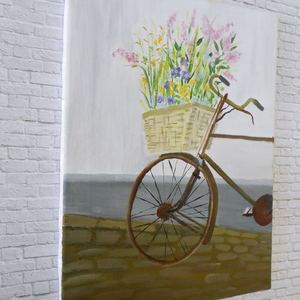 Μοναδικός πίνακας ζωγραφικής σε καμβά "Σκουριασμένο ποδήλατο" 39,5x29,6cm - πίνακες & κάδρα, δώρο, πίνακες ζωγραφικής - 2
