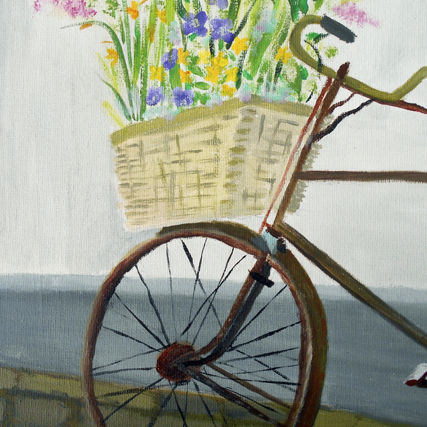 Μοναδικός πίνακας ζωγραφικής σε καμβά "Σκουριασμένο ποδήλατο" 39,5x29,6cm - πίνακες & κάδρα, δώρο, πίνακες ζωγραφικής - 4