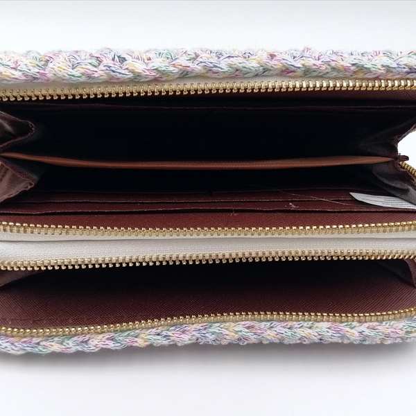 Διπλό πορτοφόλι με πλεκτή εξωτερική επένδυση - δέρμα, πορτοφόλια - 5