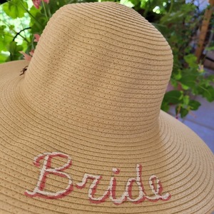 Καπέλο ψάθινο bride - χειροποίητα, είδη γάμου - 2