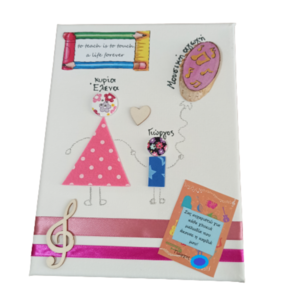 δώρο για τη δασκάλα μουσικής αγωγής προσωποποιημένο καμβαδάκι με φιγούρες δασκάλας μαθητή ' the balloon ' - πίνακες & κάδρα, καμβάς, όνομα - μονόγραμμα, δώρα για δασκάλες, προσωποποιημένα