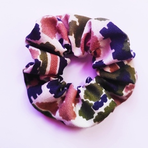 Χειροποίητο Λαστιχακι Scrunchie "Retro" - ύφασμα, λαστιχάκια μαλλιών