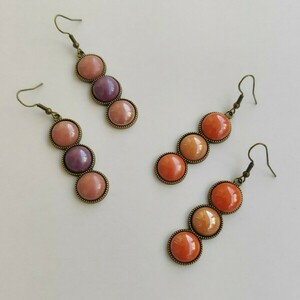 Κρεμαστά σκουλαρίκια με πέτρες πορτοκαλί - μικρά, κρεμαστά, φθηνά - 3