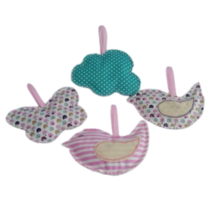 Σετ 4 υφασμάτινα μαξιλαράκια με λεβάντα για τη ντουλάπα πουλάκια πεταλούδα σύννεφο ροζ - ύφασμα, κορίτσι, πουλάκια, οργάνωση & αποθήκευση