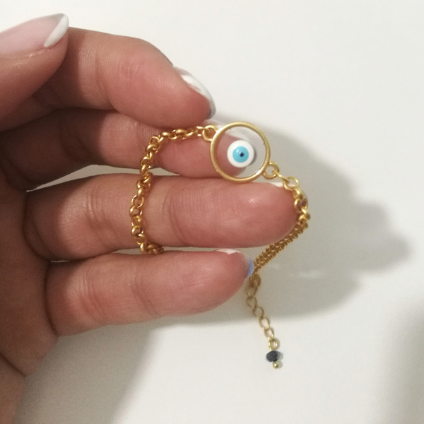 Vitraux evil-eye bracelet - αλυσίδες, επιχρυσωμένα, μάτι, χεριού, αυξομειούμενα - 2