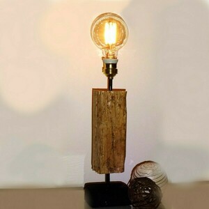 INDUSTRIAL Φωτιστικό με ξύλο-τσιμέντο-χαλκό και λάμπα Edison - ξύλο, πορτατίφ, διακόσμηση σαλονιού - 2