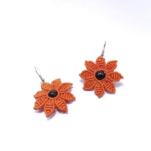 Macrame Sun Flower Earrings _Χειροποίητα σκουλαρίκια μακραμέ Ηλίανθοι - μακραμέ, λουλούδι, κρεμαστά, μεγάλα