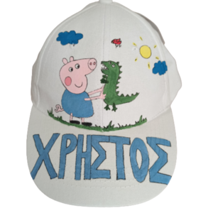 παιδικό καπέλο jockey με όνομα και θέμα το γουρουνάκι ( pig ) - όνομα - μονόγραμμα, καπέλα - 2