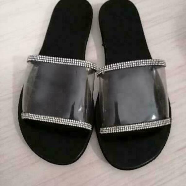 Handmade leather greek sandals - δέρμα, στρας, μαύρα, slides