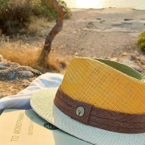Custom / Handpainted καπέλο "Olive & Mustard" - δώρο, απαραίτητα καλοκαιρινά αξεσουάρ, καπέλο, ψάθινα - 3