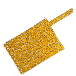 Pouch Yellow Floral large 32cm x Υ 23cm - ύφασμα, καλλυντικών, ταξιδίου, μικρές, φθηνές