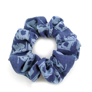 Scrunchie Blue Pat - ύφασμα, βαμβάκι, λαστιχάκια μαλλιών