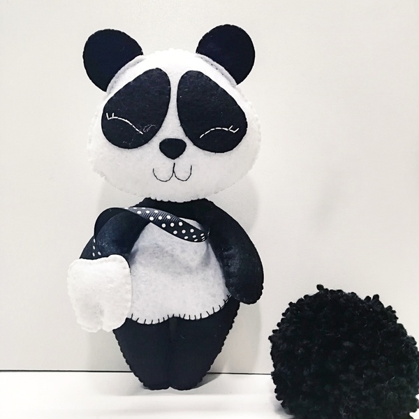 Θήκη για το πρώτο του δοντάκι, panda χειροποίητο 19 εκατοστά - κορίτσι, αγόρι, δώρο, αναμνηστικά - 3