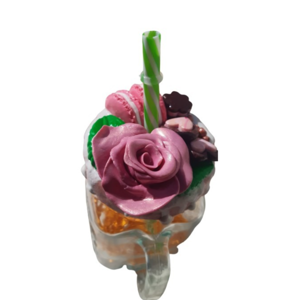 ποτήρι με καλαμάκι 3D τριαντάφυλλο - ροζ, πηλός, κούπες & φλυτζάνια, δώρα για γυναίκες - 3