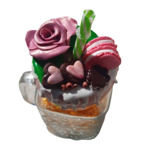 ποτήρι με καλαμάκι 3D τριαντάφυλλο - ροζ, πηλός, κούπες & φλυτζάνια, δώρα για γυναίκες - 5